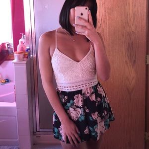 Lace Top Floral Romper